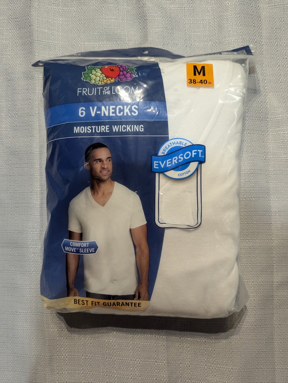 Fruit of the Loom White V-Neck Undershirts, 6 Pack